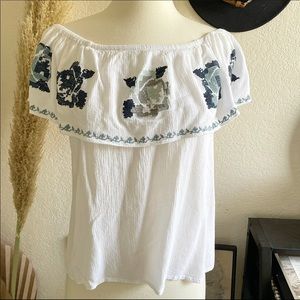 Rue21 Embroidered Off the Shoulder Top Small
